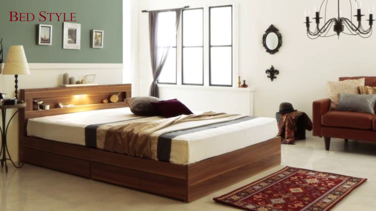 温もりに癒される寝室に LEDライト・コンセント付き収納ベッド
